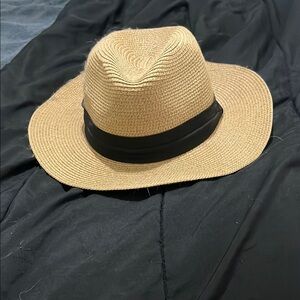 Stylish Tan Fedora Hat with Black Band